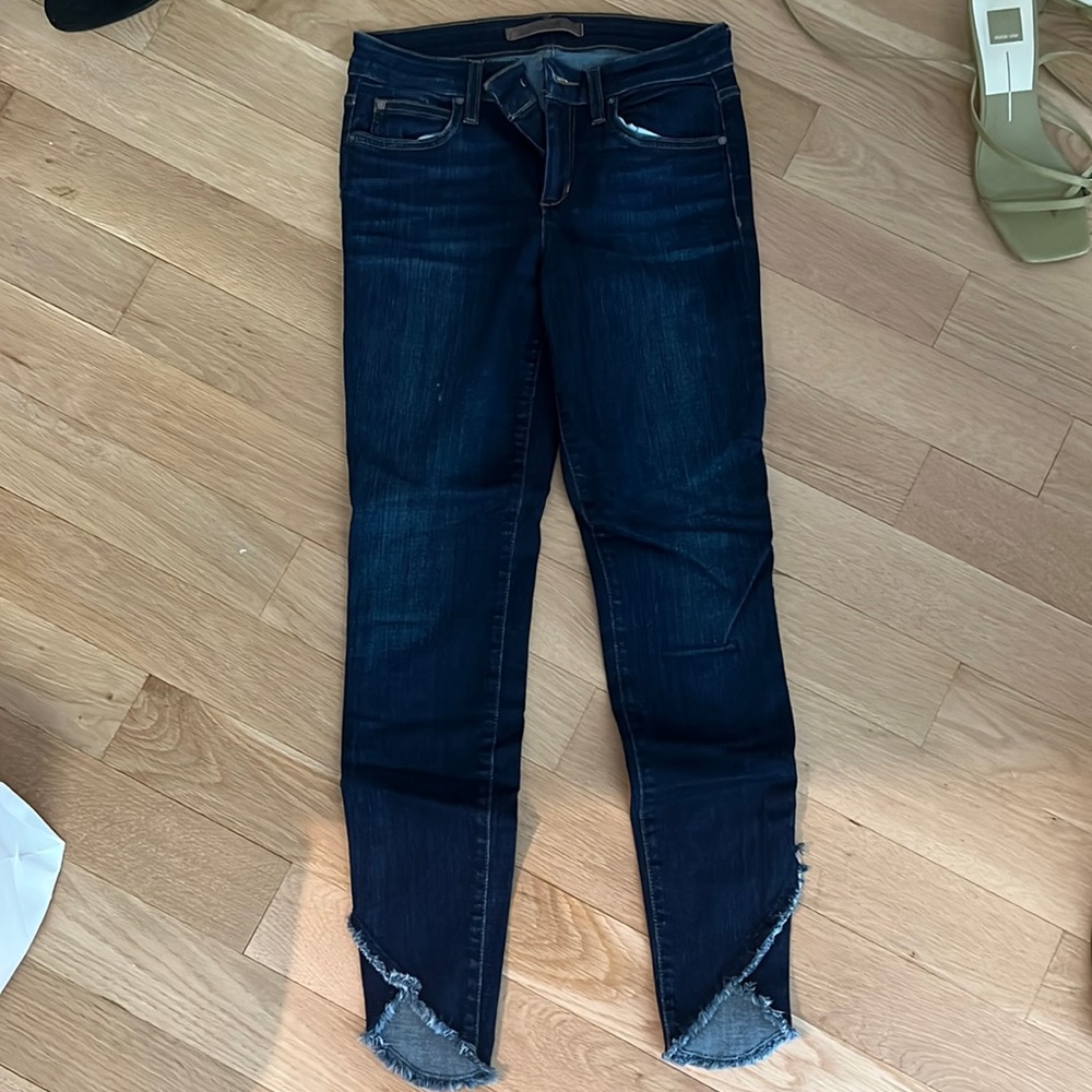 Joes dark blue denim skinny jeans with detail at ankle